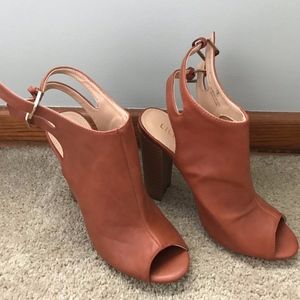 Open back, open toe heels/wedges/booties